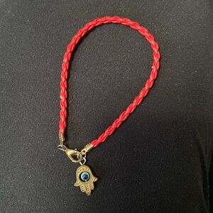 Red Braided Bracelet with Hamsa Charm